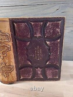 BIBLE SAINTE 1872 illustrée INGRAM COBBIN famille ANTIQUE cuir POST GUERRE CIVILE