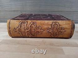 BIBLE SAINTE 1872 illustrée INGRAM COBBIN famille ANTIQUE cuir POST GUERRE CIVILE