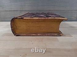 BIBLE SAINTE 1872 illustrée INGRAM COBBIN famille ANTIQUE cuir POST GUERRE CIVILE