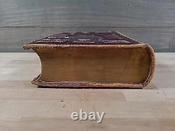 BIBLE SAINTE 1872 illustrée INGRAM COBBIN famille ANTIQUE cuir POST GUERRE CIVILE