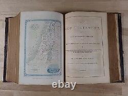 BIBLE SAINTE 1872 illustrée INGRAM COBBIN famille ANTIQUE cuir POST GUERRE CIVILE