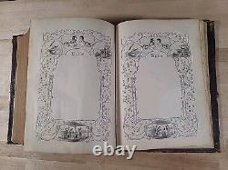 BIBLE SAINTE 1872 illustrée INGRAM COBBIN famille ANTIQUE cuir POST GUERRE CIVILE