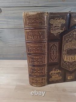 BIBLE SAINTE 1874 antique BIBLE de famille après la GUERRE DE SECESSION illustrée DICTIONNAIRE étude