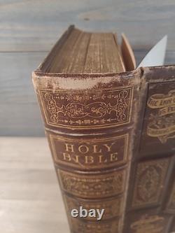 BIBLE SAINTE 1874 antique BIBLE de famille après la GUERRE DE SECESSION illustrée DICTIONNAIRE étude