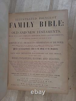 BIBLE SAINTE 1874 antique BIBLE de famille après la GUERRE DE SECESSION illustrée DICTIONNAIRE étude