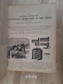 BIBLE SAINTE 1874 antique BIBLE de famille après la GUERRE DE SECESSION illustrée DICTIONNAIRE étude