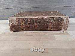 BIBLE SAINTE C1850 rare DÉTROIT Michigan ANTIQUE PRÉ-GUERRE CIVILE vieux cuir