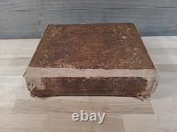 BIBLE SAINTE C1850 rare DÉTROIT Michigan ANTIQUE PRÉ-GUERRE CIVILE vieux cuir