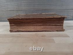 BIBLE SAINTE C1850 rare DÉTROIT Michigan ANTIQUE PRÉ-GUERRE CIVILE vieux cuir