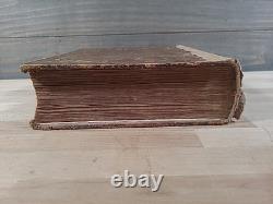 BIBLE SAINTE C1850 rare DÉTROIT Michigan ANTIQUE PRÉ-GUERRE CIVILE vieux cuir
