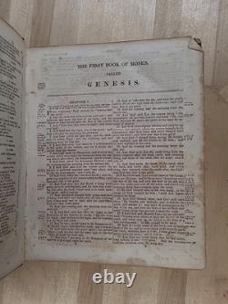 BIBLE SAINTE C1850 rare DÉTROIT Michigan ANTIQUE PRÉ-GUERRE CIVILE vieux cuir