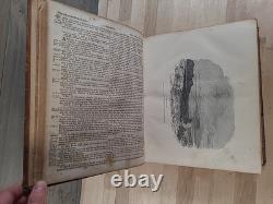 BIBLE SAINTE C1850 rare DÉTROIT Michigan ANTIQUE PRÉ-GUERRE CIVILE vieux cuir