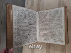 BIBLE SAINTE C1850 rare DÉTROIT Michigan ANTIQUE PRÉ-GUERRE CIVILE vieux cuir