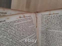 BIBLE SAINTE C1850 rare DÉTROIT Michigan ANTIQUE PRÉ-GUERRE CIVILE vieux cuir