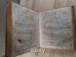 BIBLE SAINTE C1850 rare DÉTROIT Michigan ANTIQUE PRÉ-GUERRE CIVILE vieux cuir