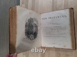 BIBLE SAINTE C1850 rare DÉTROIT Michigan ANTIQUE PRÉ-GUERRE CIVILE vieux cuir