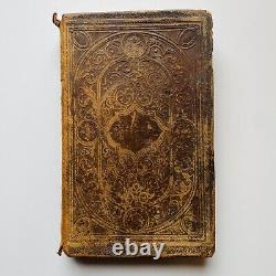 BIBLE SAINTE EN CUIR DE 1864 American Bible Society Guerre Civile Pages Manquantes