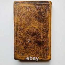 BIBLE SAINTE EN CUIR DE 1864 American Bible Society Guerre Civile Pages Manquantes