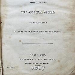 BIBLE SAINTE EN CUIR DE 1864 American Bible Society Guerre Civile Pages Manquantes