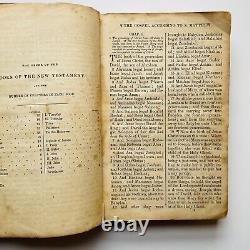 BIBLE SAINTE EN CUIR DE 1864 American Bible Society Guerre Civile Pages Manquantes