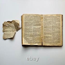 BIBLE SAINTE EN CUIR DE 1864 American Bible Society Guerre Civile Pages Manquantes