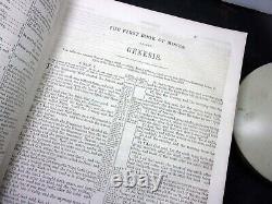 BIBLE SAINT RARE ANTIQUE de l'ÈRE DE LA GUERRE CIVILE, daté de 1860, Histoire de Famille, Couverture en Cuir.