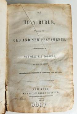 BIBLE de 1853 en ANGLAIS, ANCIENS et NOUVEAUX TESTAMENTS avant la GUERRE CIVILE, ANTIQUE AMÉRICANA