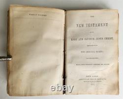 BIBLE de 1853 en ANGLAIS, ANCIENS et NOUVEAUX TESTAMENTS avant la GUERRE CIVILE, ANTIQUE AMÉRICANA