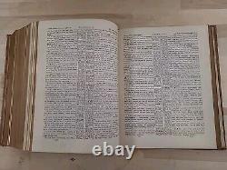 BIBLE sainte antique de 1866 de l'époque de la guerre civile avec frontispice en couleur et reliure en cuir, ancienne et familiale.