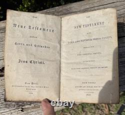 Bible Nouveau Testament Allemand-Anglais Antique d'avant la guerre de Sécession