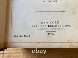 Bible Sainte Antique de 1867, Époque Post-Civil War, Belle Reliure en Cuir