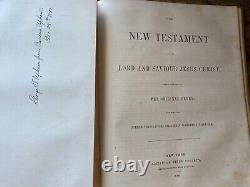 Bible Sainte en cuir antique grande de 1848, avant la guerre de Sécession, Société Biblique de New York