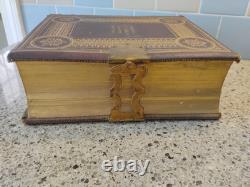 Bible de famille énorme 1864 antique Harding's Civil War avec fermoir en laiton a besoin de TLC