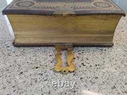 Bible de famille énorme 1864 antique Harding's Civil War avec fermoir en laiton a besoin de TLC