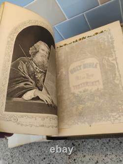 Bible de famille énorme 1864 antique Harding's Civil War avec fermoir en laiton a besoin de TLC