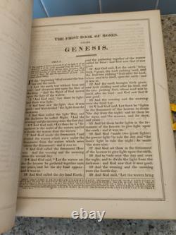 Bible de famille énorme 1864 antique Harding's Civil War avec fermoir en laiton a besoin de TLC