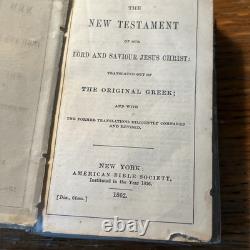 Bible de l'Hôpital du Nouveau Testament de la Guerre Civile de 1862, Société Biblique Américaine