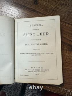 Bible de poche 1863 époque de la guerre de Sécession. L'Évangile selon Saint Luc