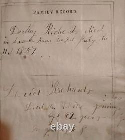 Bible familiale galloise de 1856 avant la guerre civile, Syracuse Utica NY, dossiers Richards Jones