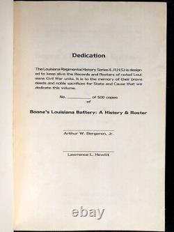 Boone's Louisiana Battery A History & Lister, Pb 1986 Guerre Civile Bergeron