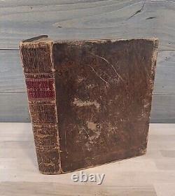 C1830 SAINTE BIBLE antique PRÉ-GUERRE DE SECESSION stéréotypée par E. WHITE cuir ANCIEN