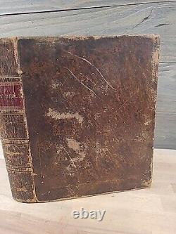 C1830 SAINTE BIBLE antique PRÉ-GUERRE DE SECESSION stéréotypée par E. WHITE cuir ANCIEN