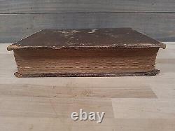 C1830 SAINTE BIBLE antique PRÉ-GUERRE DE SECESSION stéréotypée par E. WHITE cuir ANCIEN