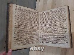 C1830 SAINTE BIBLE antique PRÉ-GUERRE DE SECESSION stéréotypée par E. WHITE cuir ANCIEN