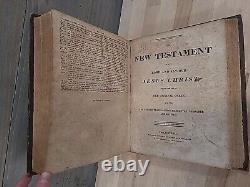C1830 SAINTE BIBLE antique PRÉ-GUERRE DE SECESSION stéréotypée par E. WHITE cuir ANCIEN