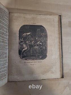 C1830 SAINTE BIBLE antique PRÉ-GUERRE DE SECESSION stéréotypée par E. WHITE cuir ANCIEN