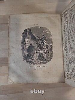 C1830 SAINTE BIBLE antique PRÉ-GUERRE DE SECESSION stéréotypée par E. WHITE cuir ANCIEN