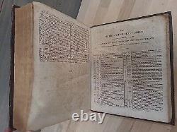 C1830 SAINTE BIBLE antique PRÉ-GUERRE DE SECESSION stéréotypée par E. WHITE cuir ANCIEN