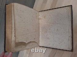 C1830 SAINTE BIBLE antique PRÉ-GUERRE DE SECESSION stéréotypée par E. WHITE cuir ANCIEN