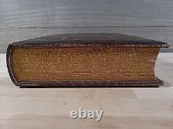 C1860 SAINTE BIBLE gaufrée BELLE cuir ÉPOQUE DE LA GUERRE DE SECESSION famille ILLUSTRÉE
